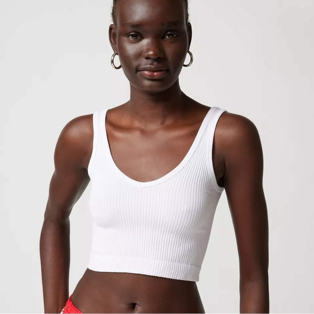 URBAN OUTFITTERS Out From Under Drew Seamless Ribbed Cropped TankTop-Small-WHITE